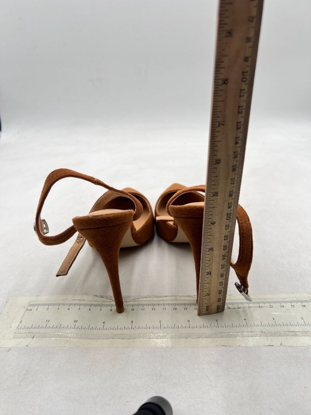 FSJ Brown Vegan Suede Stiletto Heels Pointed Toe Ankle Strap Pumps - Picture 5 of 8